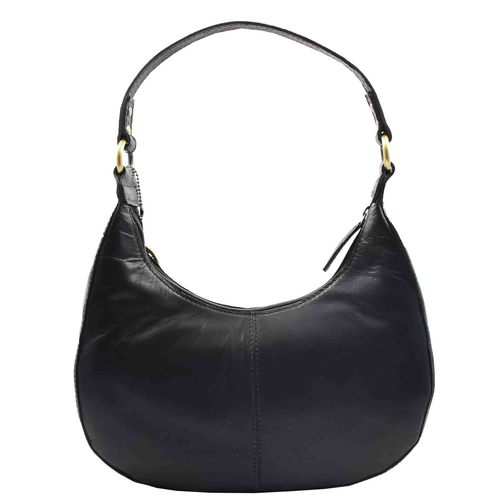 DR557 Women's Real Leather Classic Shoulder Hobo Bag Black 2