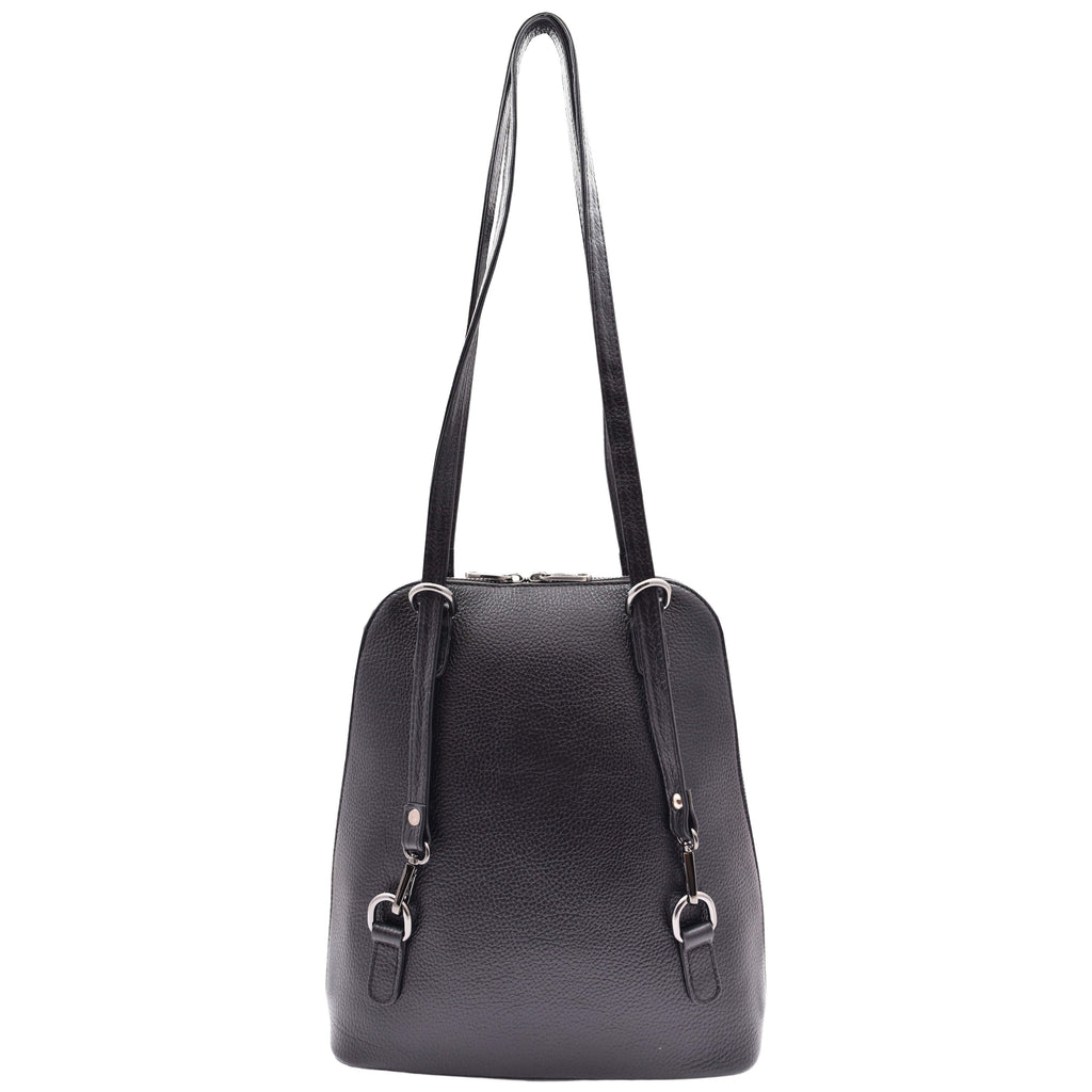 DR615 Women's Backpack Style Leather Shoulder Bag Black 2
