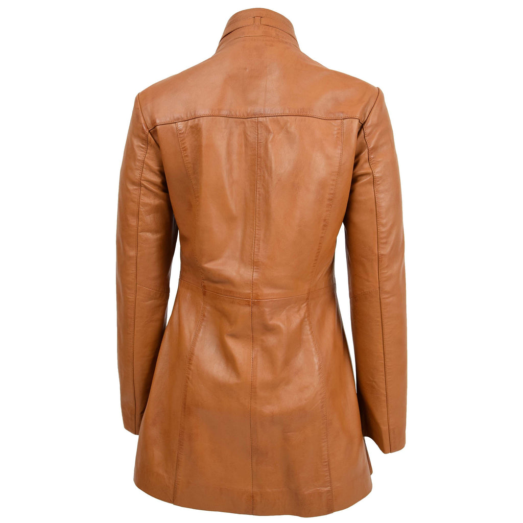 DR566 Women's Leather Jacket With Dual Zip Fastening Tan 2