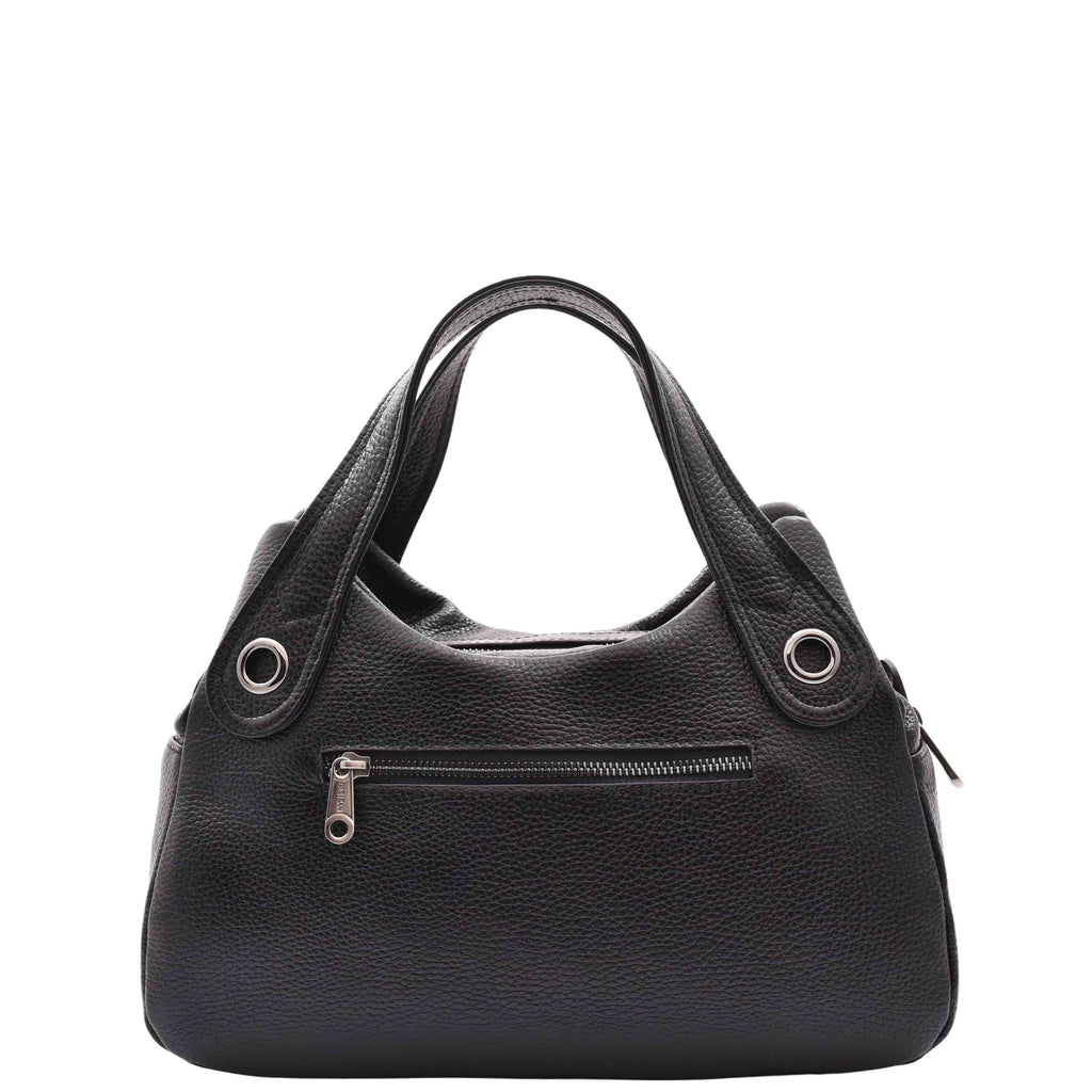 DR587 Women's Small Handbag Textured Leather Shoulder Bag Black 2