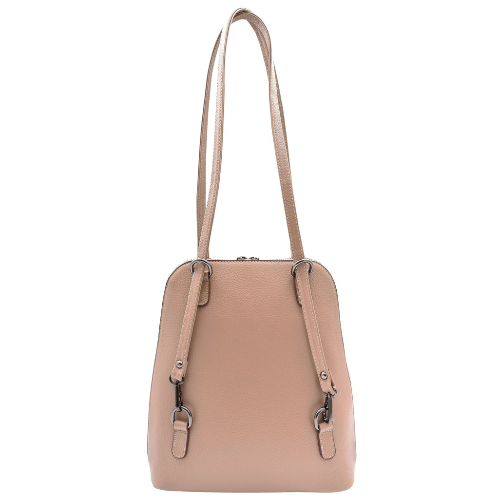 DR615 Women's Backpack Style Leather Shoulder Bag Taupe 2