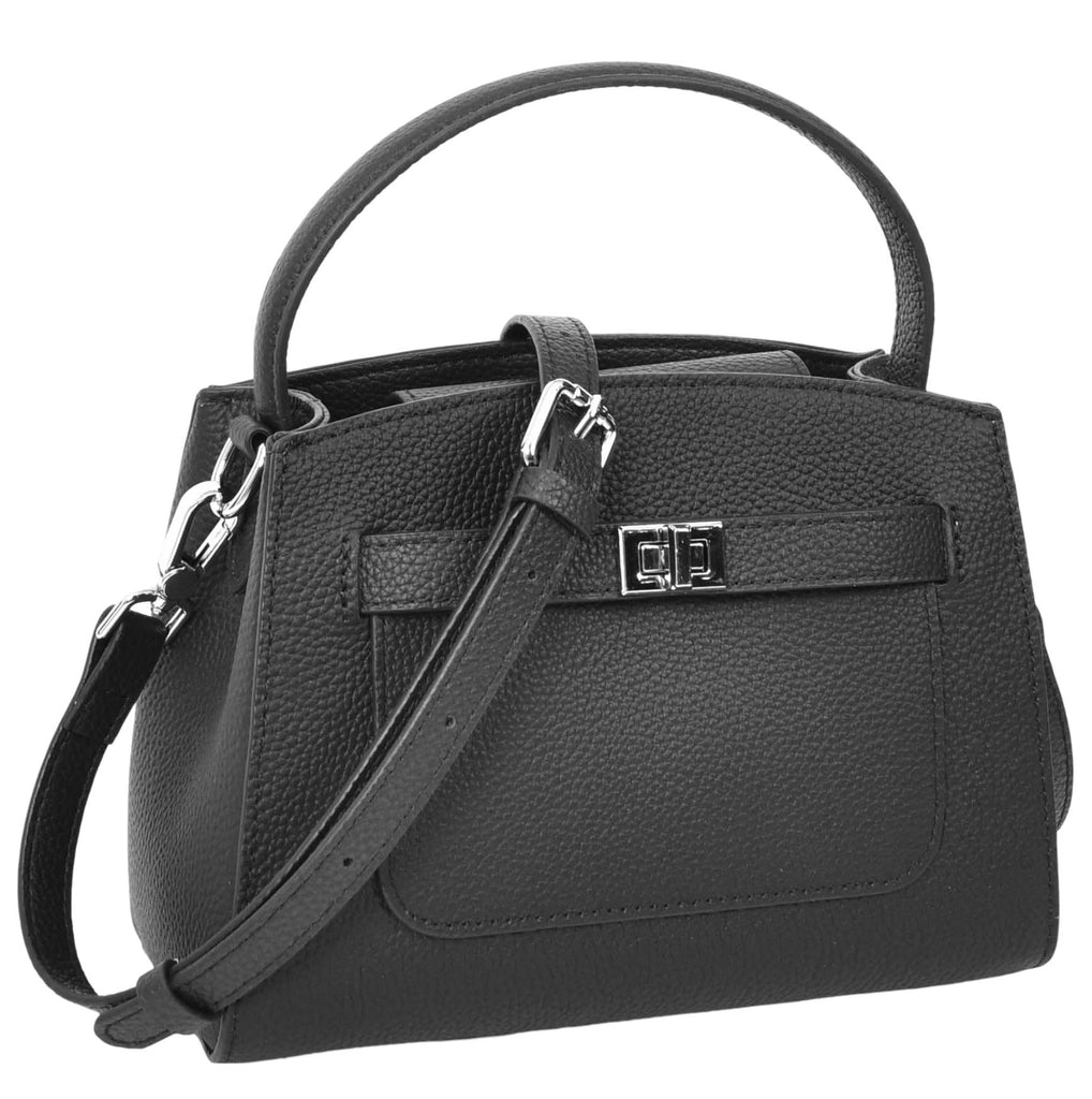 Halifax Women Small Leather Top Handle Shoulder Handbag  Black-2