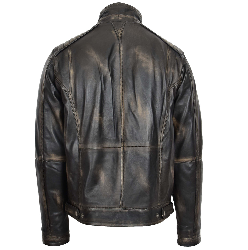 DR560 Men's Urban Biker Style Leather Jacket Rub Off 2