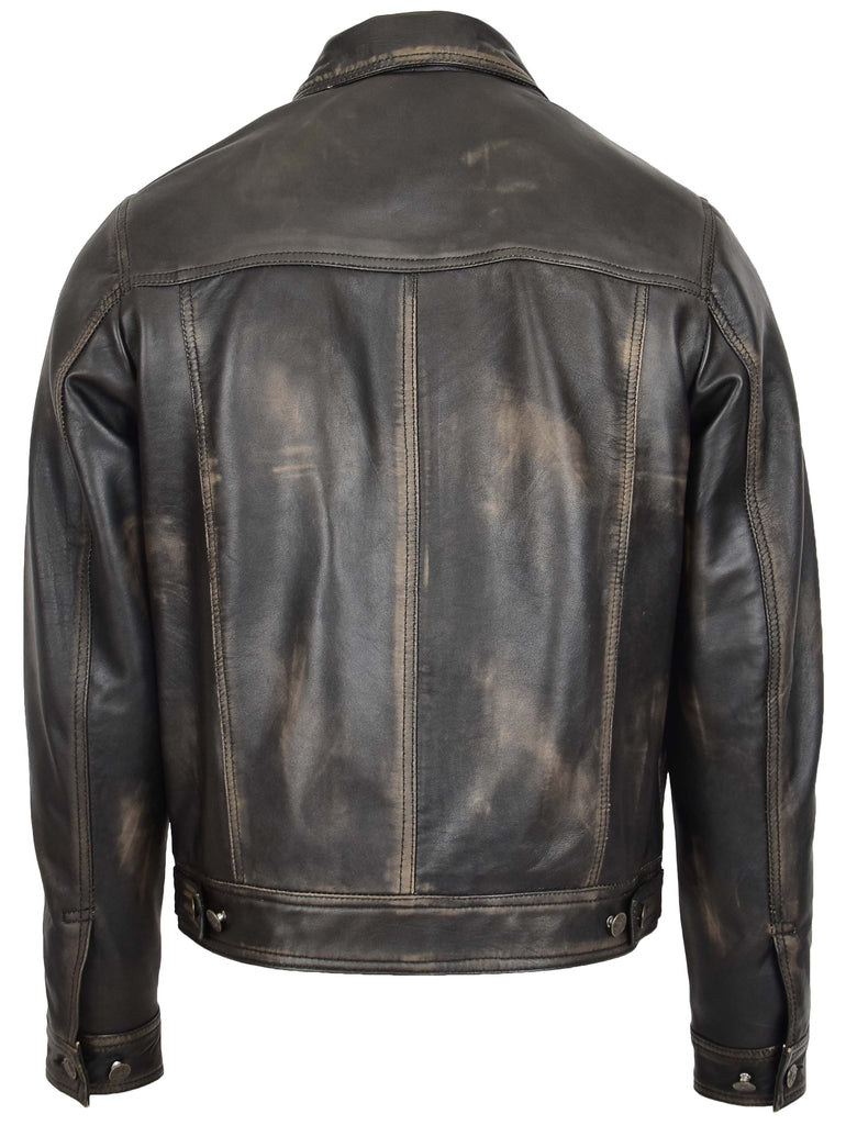 DR134 Men's Classic Short Leather Jacket Rub Off 2