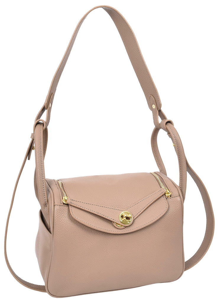 Iqaluit Women's Faux Leather Large Shoulder Strap Bag Taupe-2