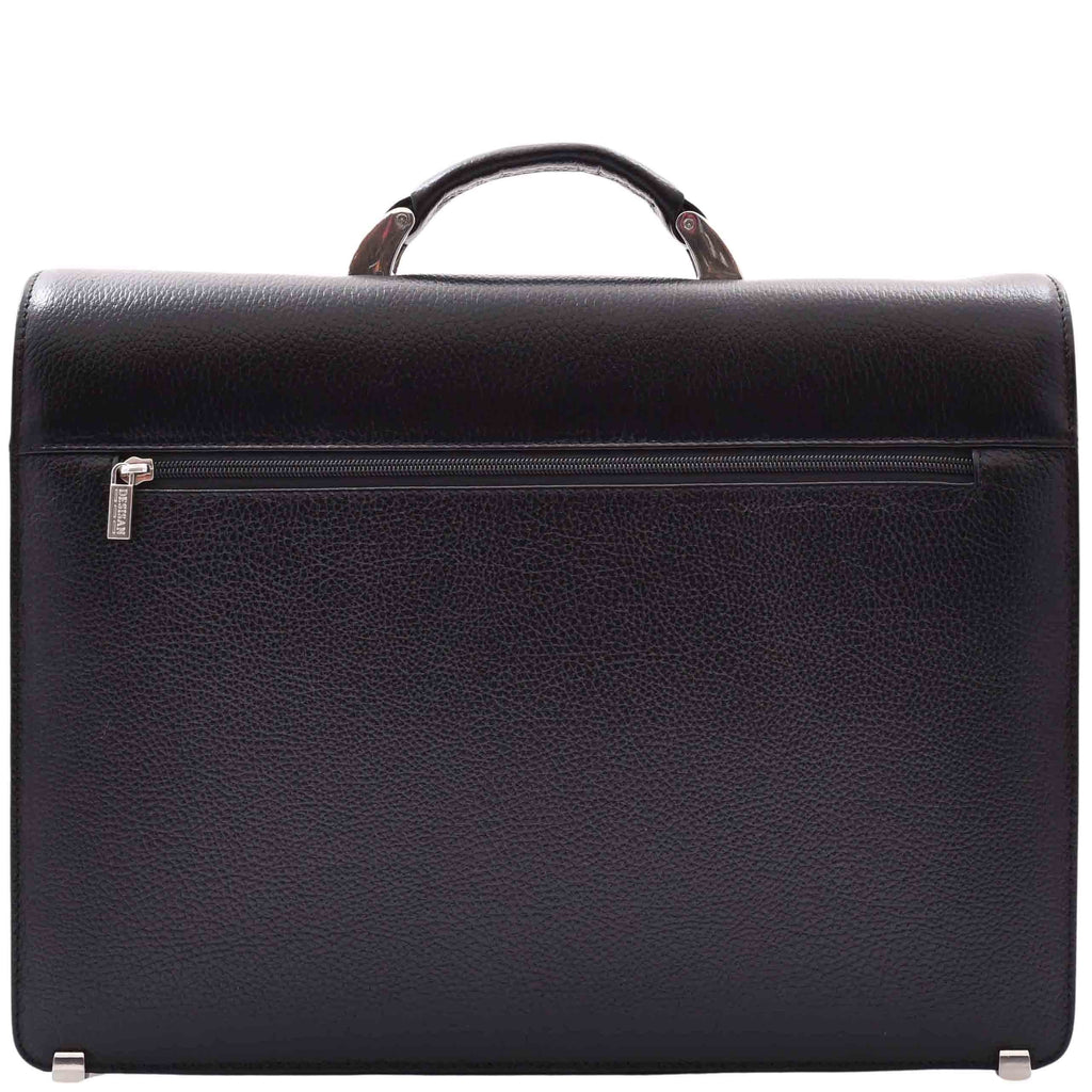 DR602 Men's Classic Leather Executive Briefcase Bag Black 2