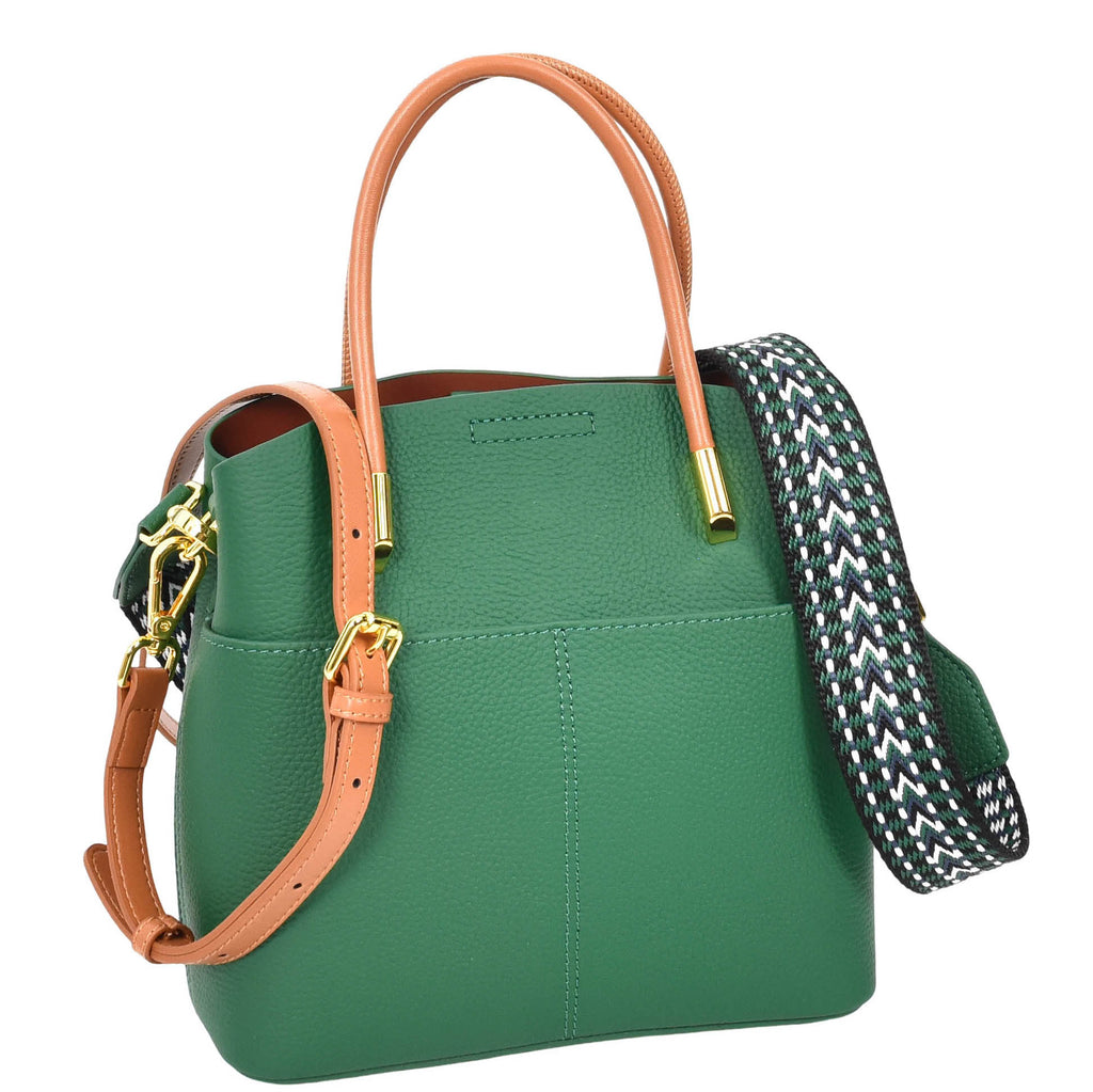 Winnipeg Women Leather Top Handle Shoulder Bag Green-2