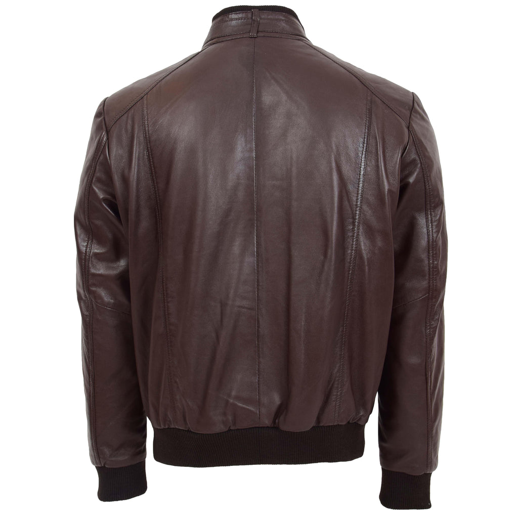 DR110 Men's Bomber Style Leather Jacket Black 4