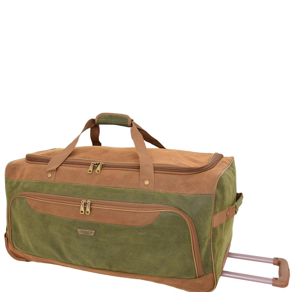 DR684 Faux Leather Travel Wheeled Holdall Bag Green 2