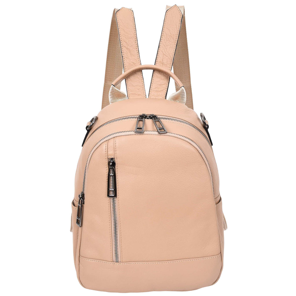 Calgary Women's Organiser Genuine Leather Backpack Rose-2