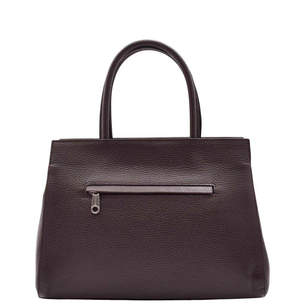 DR580 Women's Genuine Leather Long Strap Croc Print Handbag Brown 2