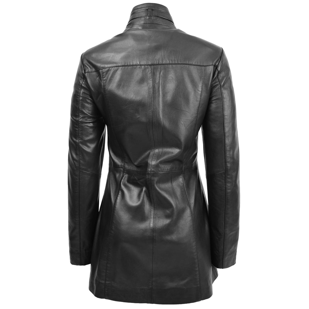 DR566 Women's Leather Jacket With Dual Zip Fastening Black 2