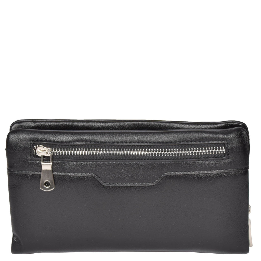 DR618 Genuine Leather Wrist Clutch Bag Black 2