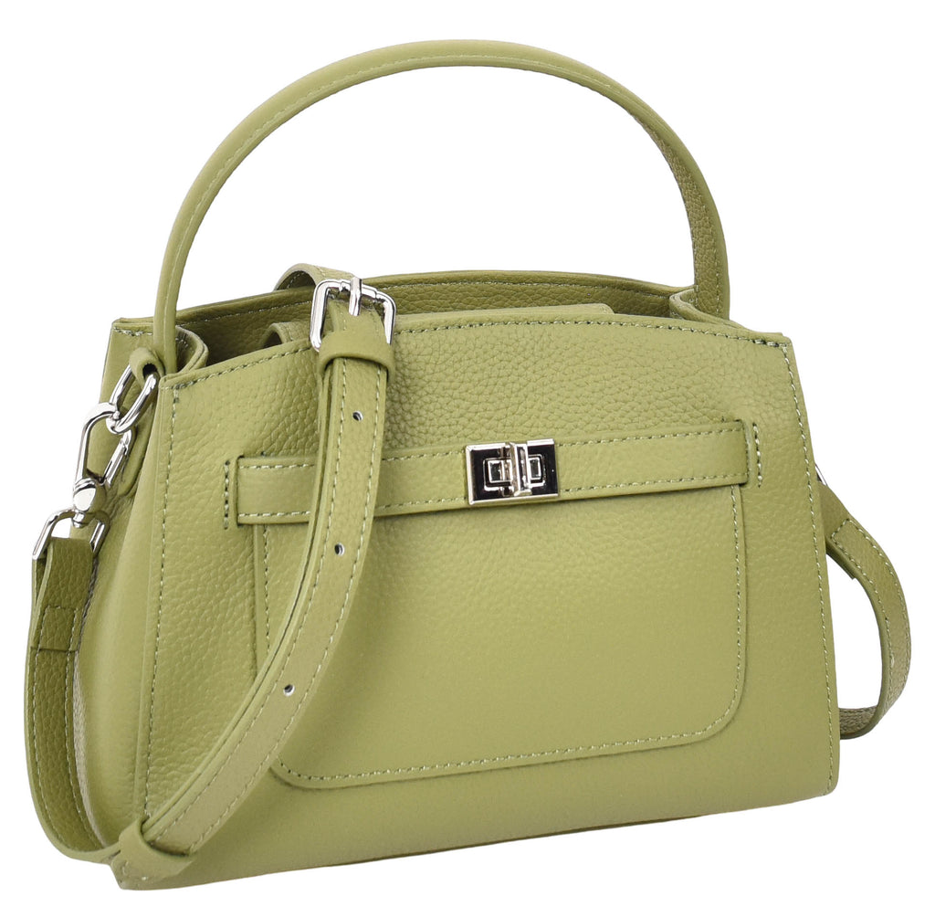 Halifax Women Small Leather Top Handle Shoulder Handbag  Olive-2