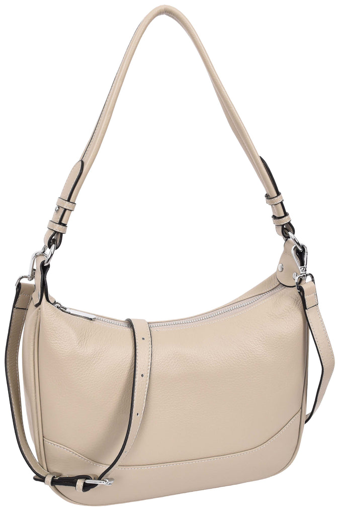 Kitchener Women's Leather  Organiser Hobo Style Shoulder Bag Taupe-2