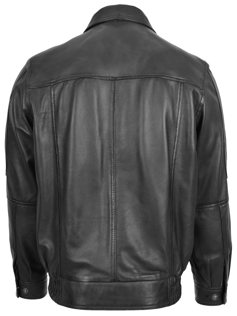 DR107 Men's Leather Classic Blouson Jacket Black 5
