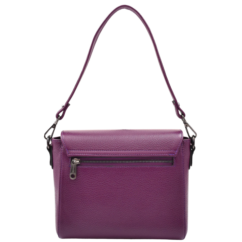 DR582 Women's Leather Adjustable Shoulder Strap Messenger Bag Purple 2