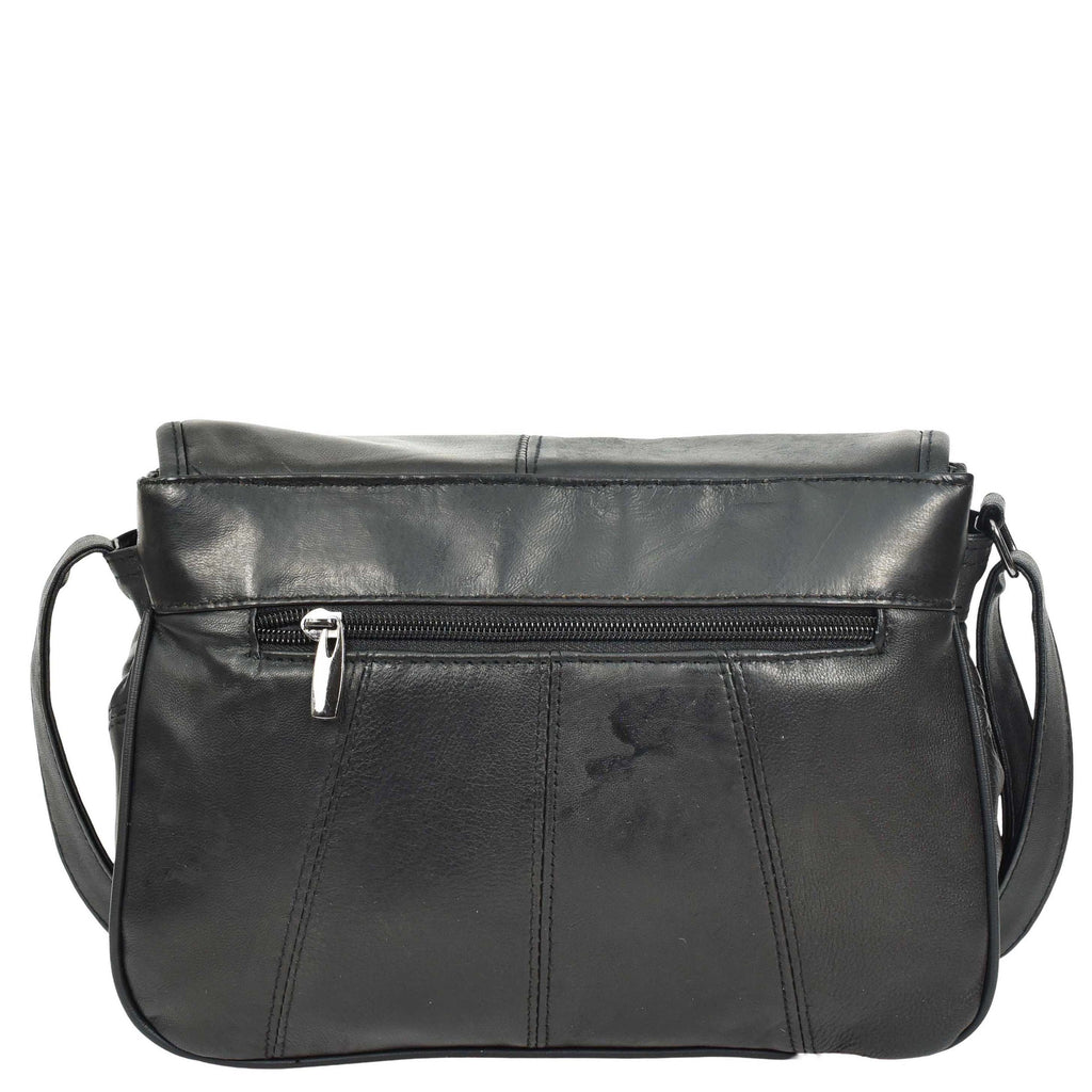 DR649 Women's Soft Leather Medium Cross Body Messenger Bag Black 2
