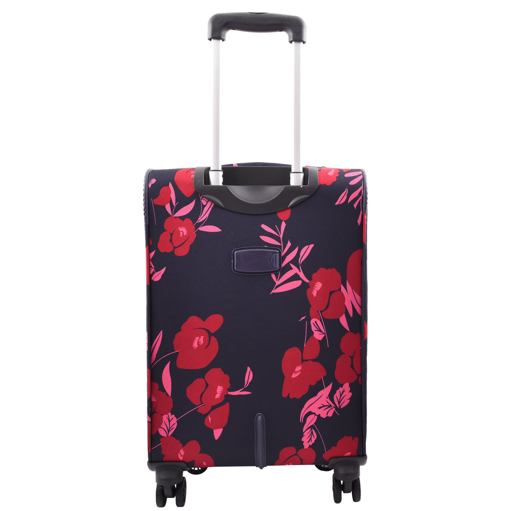 DR630 Soft Shell 4 Wheel Flower Print Expandable Cabin Suitcase Navy 2
