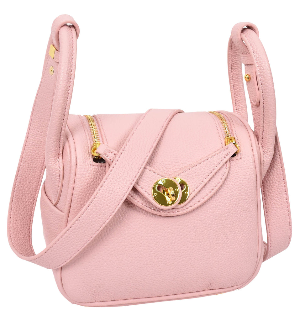 Regina Women's Faux Leather Mini Shoulder Strap Bag Pink-2