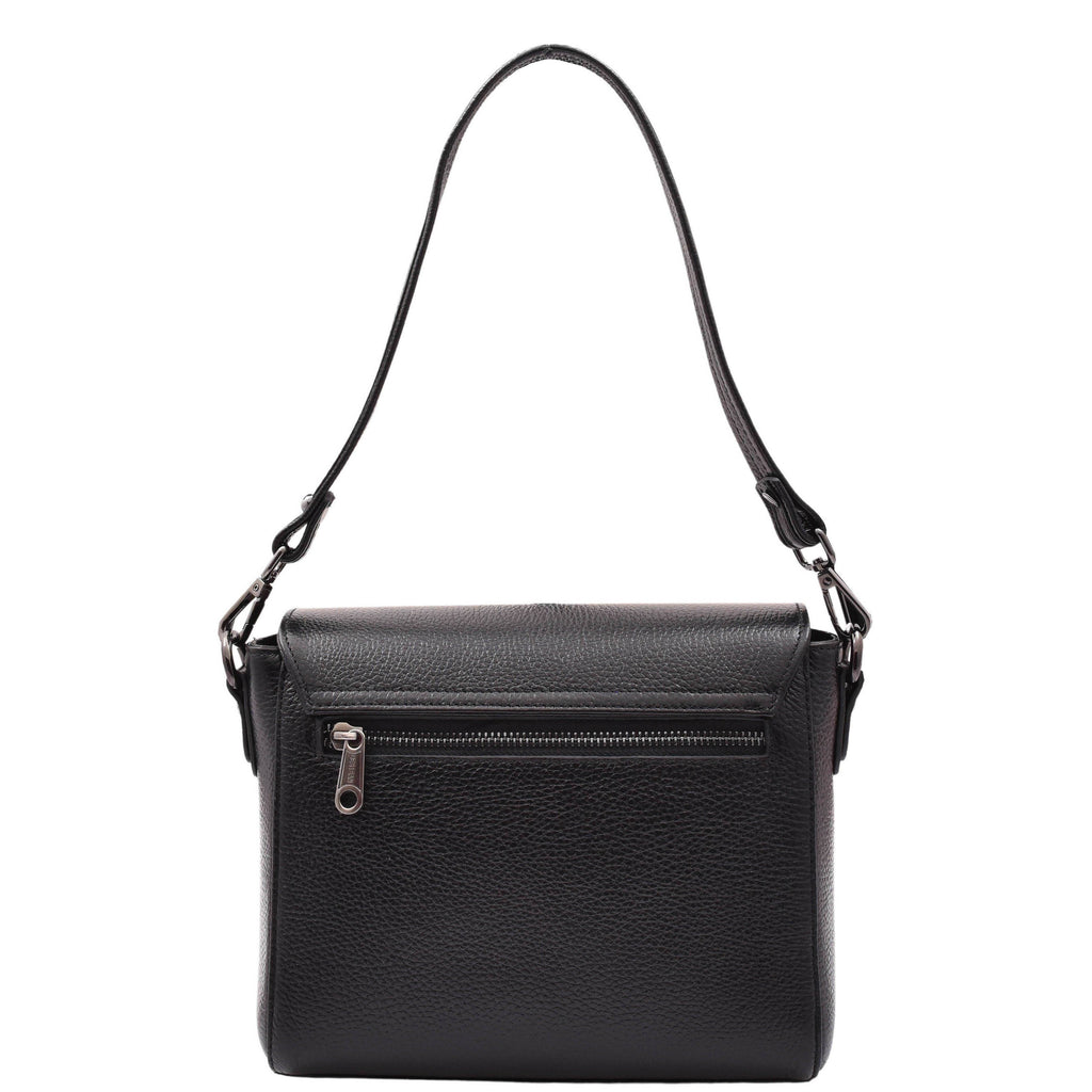 DR582 Women's Leather Adjustable Shoulder Strap Messenger Bag Black 2