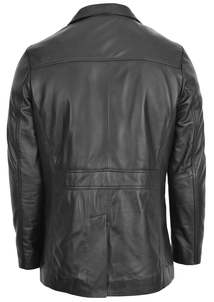 DR112 Men's Leather Classic Reefer Jacket Black 4