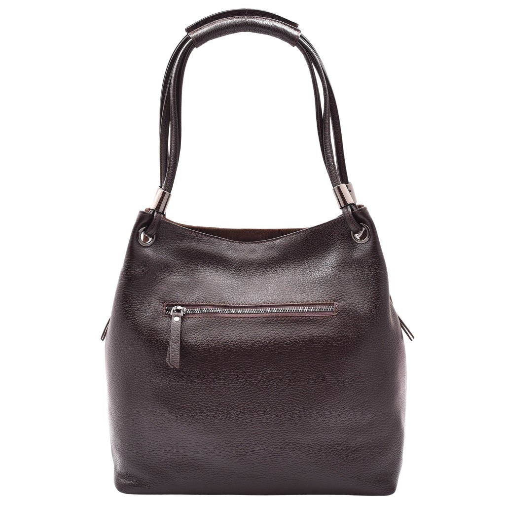DR593 Women's Suede Leather Large Shoulder Bag Zip Hobo Brown 2