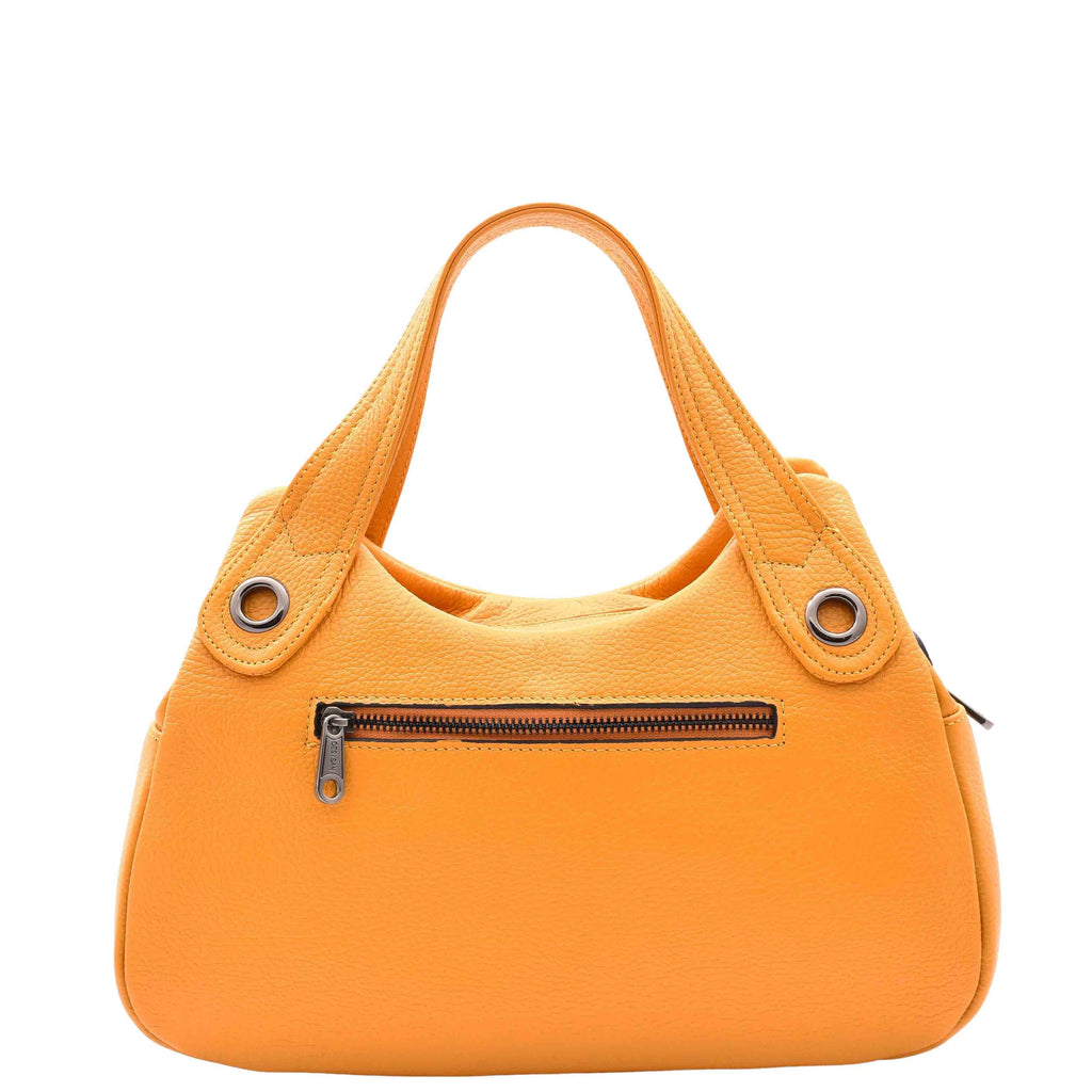 DR587 Women's Small Handbag Textured Leather Shoulder Bag Yellow 2