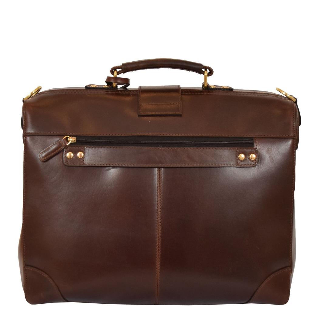 DR601 Men's Classic Leather Cross Body Doctors Briefcase Bag Brown 2