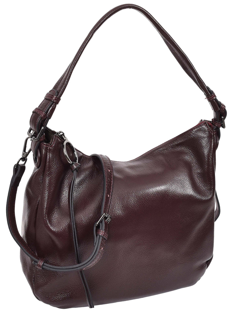 Ottawa Women's Genuine Leather Hobo Style Shoulder Handbag Purple-2