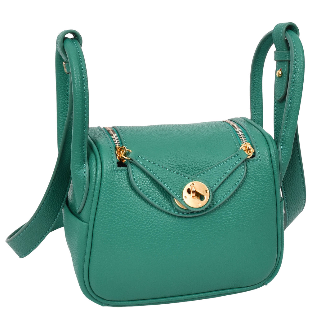 Regina Women's Faux Leather Mini Shoulder Strap Bag Green-2