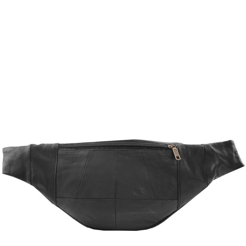 DR619 Genuine Leather Waist Bum Travel Bag Black 2