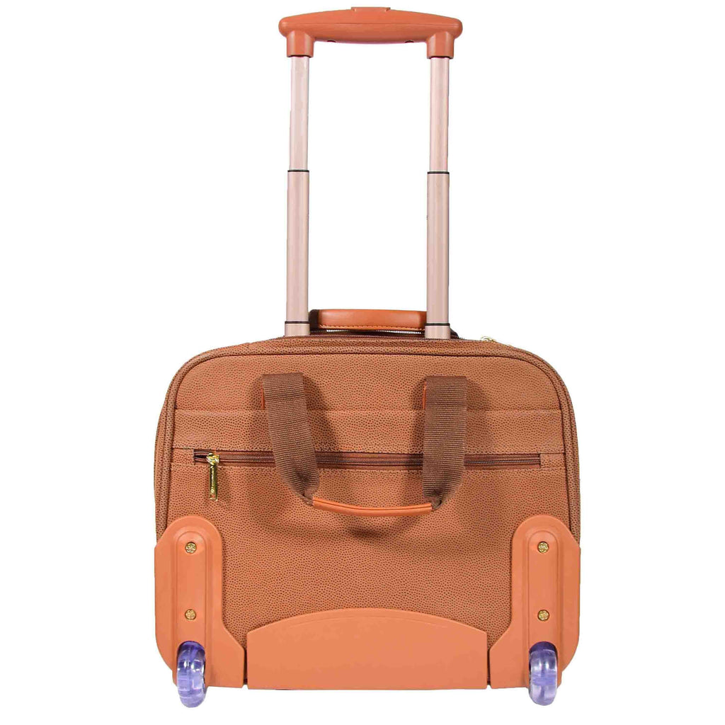 DR647 Faux Suede Briefcase Style Travel Bag Wheeled Pilot Case Camel 2