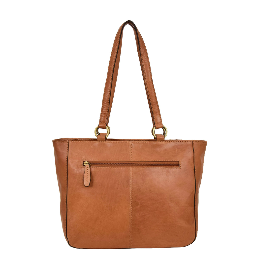 DR591 Women's Soft Leather Large Size Shopper Bag Tan 2