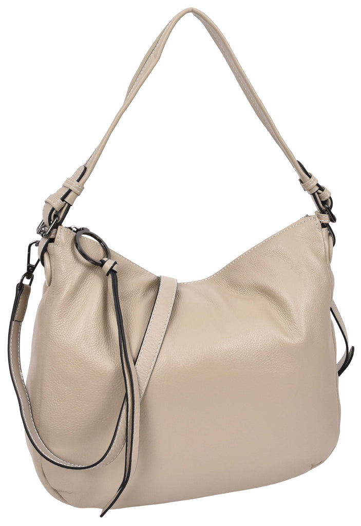 Ottawa Women's Genuine Leather Hobo Style Shoulder Handbag Taupe-2