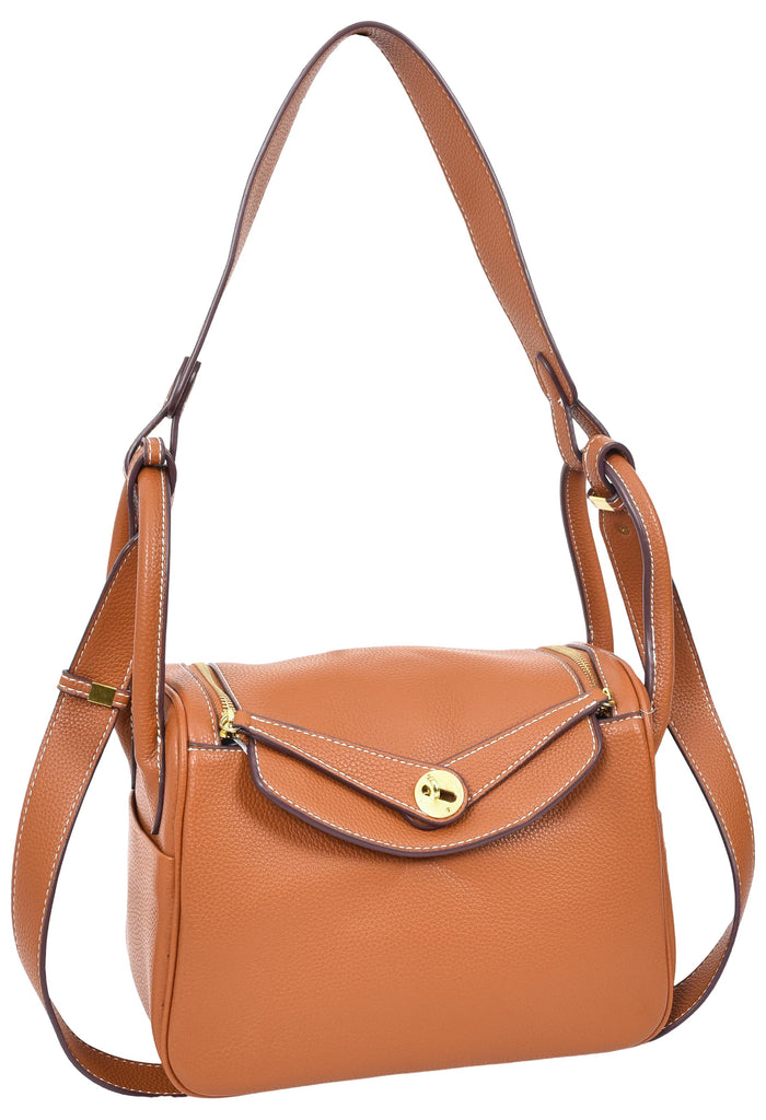 Iqaluit Women's Faux Leather Large Shoulder Strap Bag Brown-2