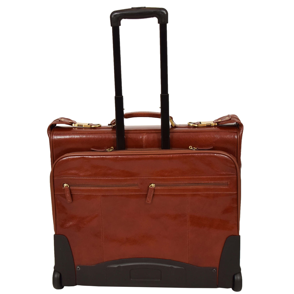 DR641 Real Leather Business Suit Carrier With Wheels Cognac 2