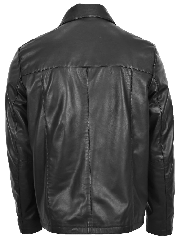 DR104 Men's Classic Zip Box Leather Jacket Black 6