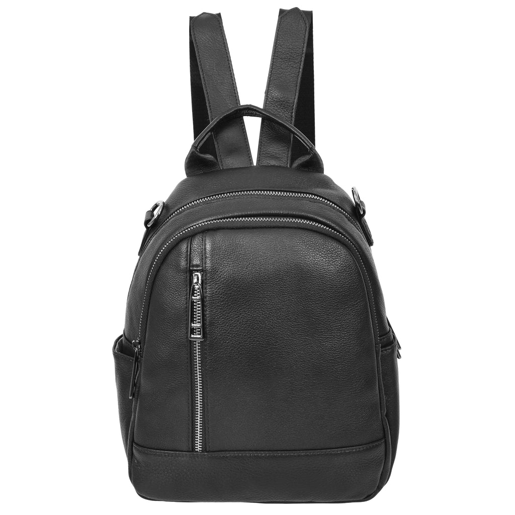 Calgary Women's Organiser Genuine Leather Backpack Black-2