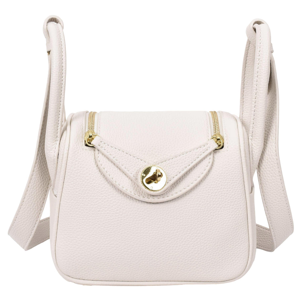 Regina Women's Faux Leather Mini Shoulder Strap Bag White-3