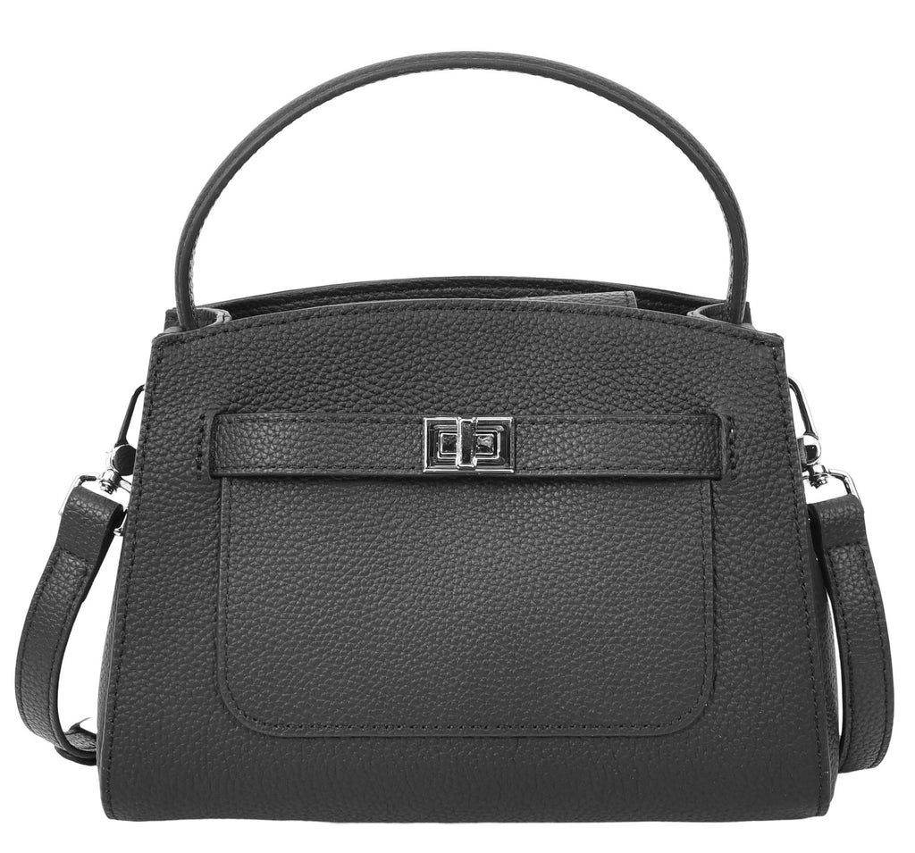 Halifax Women Small Leather Top Handle Shoulder Handbag  Black-3