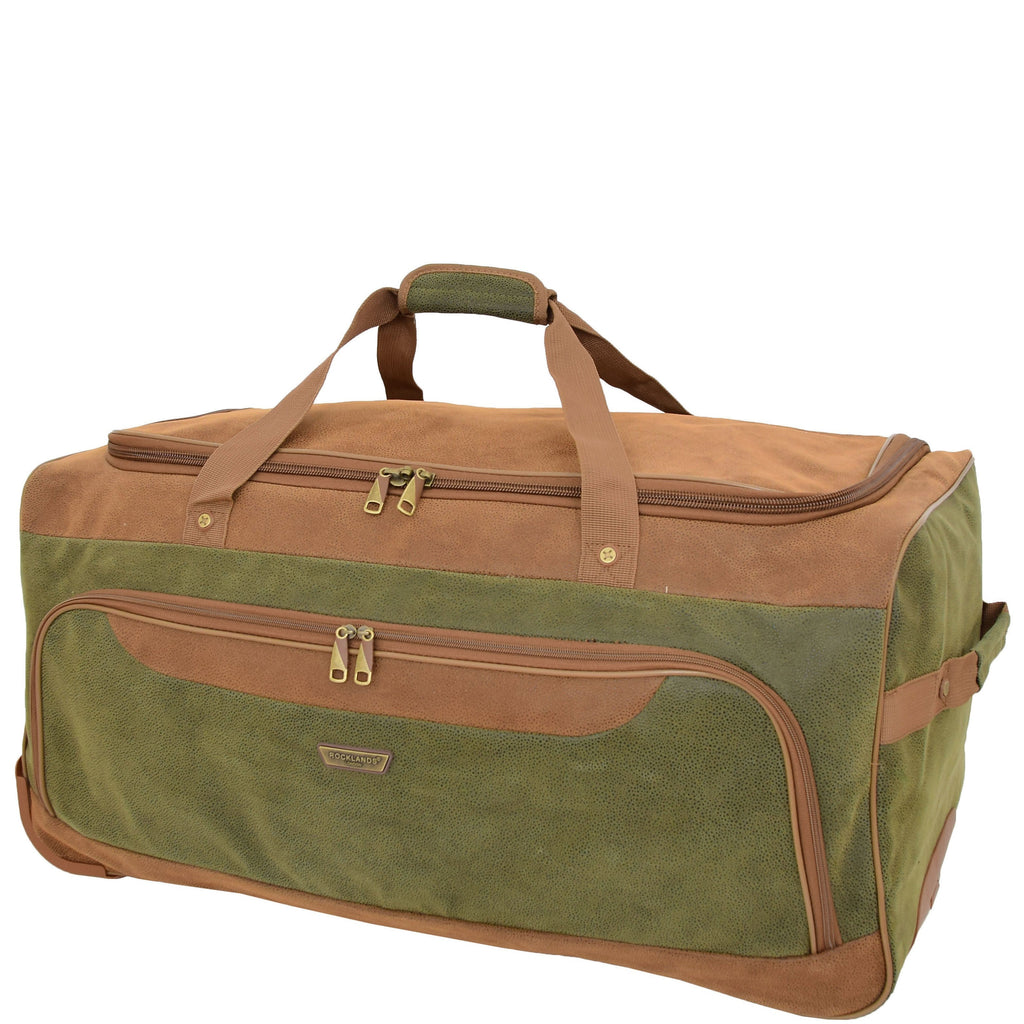 DR684 Faux Leather Travel Wheeled Holdall Bag Green 3