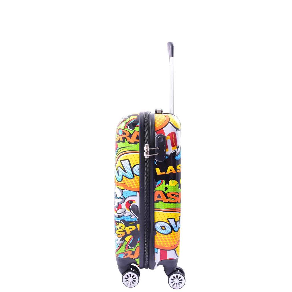 DR632 Cabin Size Hard Shell Four Wheels Comic Print Suitcase 3
