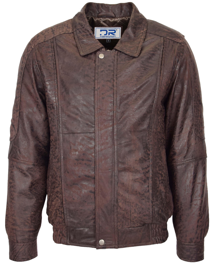 DR107 Men's Leather Classic Blouson Jacket Brown Nubuck 2