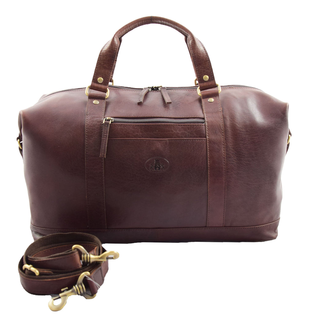 DR606 Genuine Leather Large Size Weekend Duffle Bag Brown 3