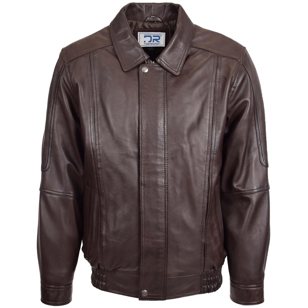 DR107 Men's Leather Classic Blouson Jacket Brown 2