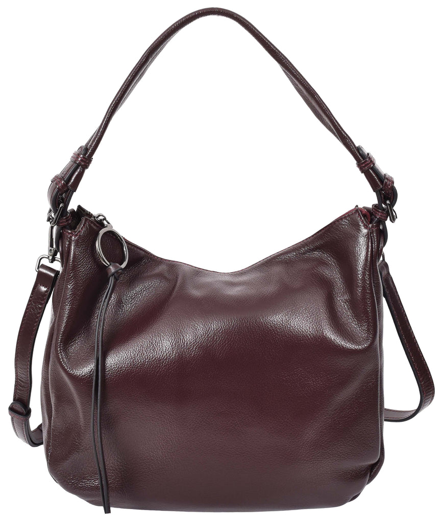 Ottawa Women's Genuine Leather Hobo Style Shoulder Handbag Purple-3