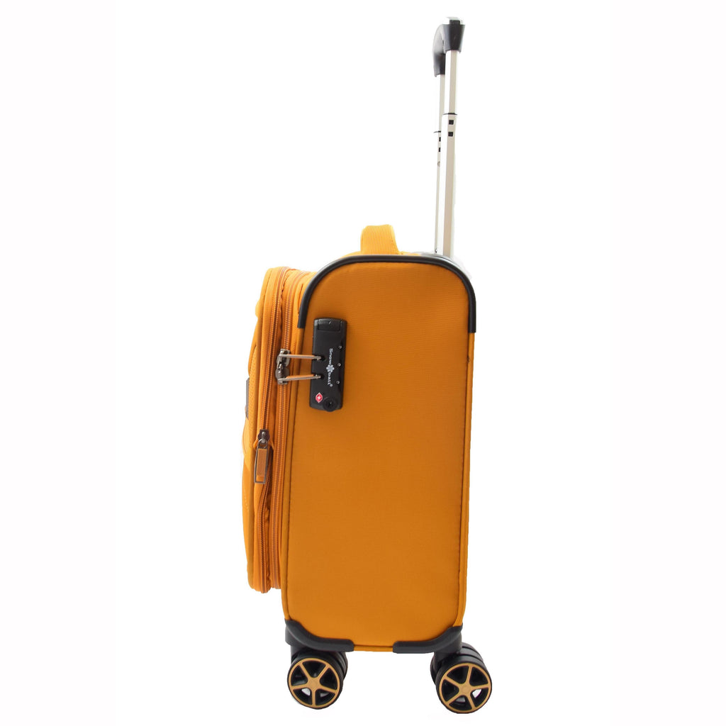 DR543 Soft Expandable 8 Wheeled Luggage Yellow 3