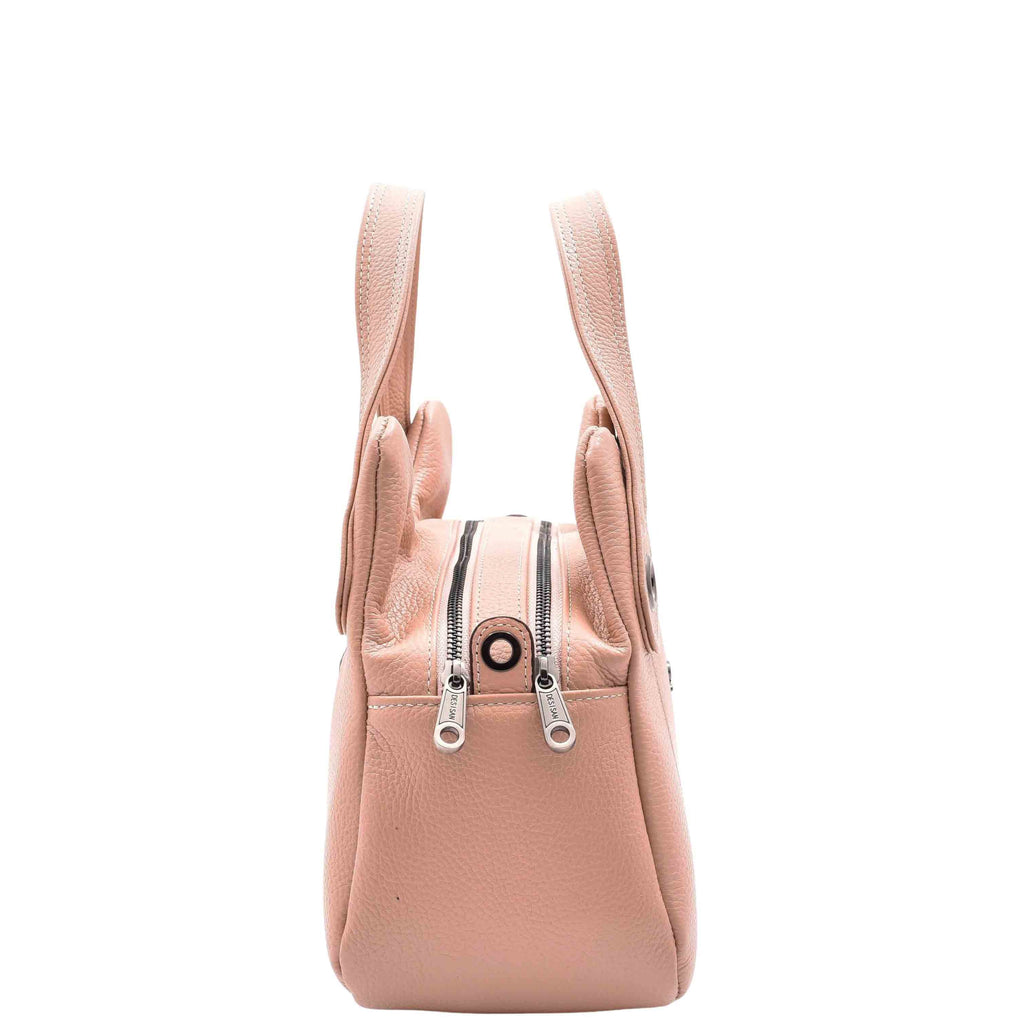 DR587 Women's Small Handbag Textured Leather Shoulder Bag Rose 3
