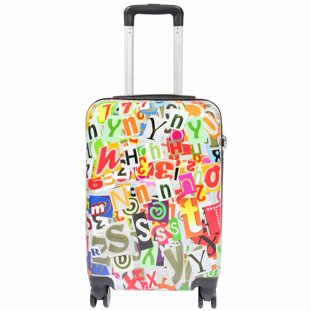 DR551 Four Wheeled Hard Cabin Luggage With Classical Alphabets Print 3